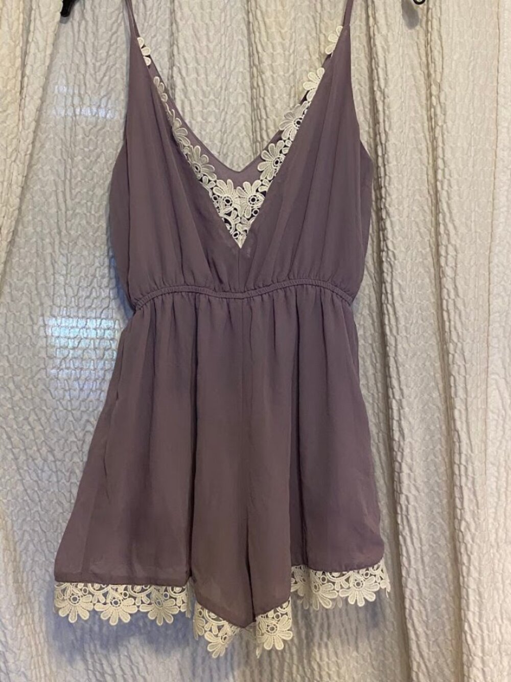 Windsor Women's/ Junior Girls Purple One Piece V-Neck Romper Shorts Outfit Sz S.